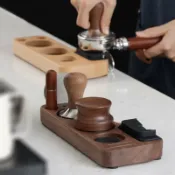 全球選品1館 生活百貨 咖啡機手柄配套器具收納櫸木填壓座布粉器座輔助壓通用咖啡壓粉座