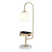 【DREAM LIGHTS】無線充電USB桌燈現代流行簡約風木質球型溫潤溫暖獨立開關檯燈【實體門市】