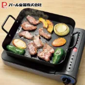 (店+)【Pearl Life 珍珠金屬】雙耳方型烤盤 鐵板燒25cm ｜鐵製・IH/直火適用｜平底煎盤、家用鐵板、中秋烤盤 中秋烤肉