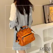 (店+)WDF.CO現貨│2025韓版新款3用防潑水後背包│4色多功能肩背斜背包│輕量皮革包 │有拉鍊｜大容量｜外出包｜通勤包