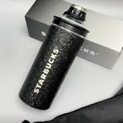 星巴克杯子黑色系列黑銀款不銹鋼保溫杯高顏值商務辦公桌面保溫杯