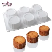 【悠立固】6連樹樁慕斯蛋糕模 圓柱矽膠模具 烘焙圓木樁年輪模具 布丁法式甜點 木樁年輪手工皂矽膠模 木紋皂模 年輪皂模