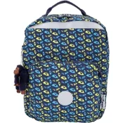 Kipling AVA 中款 滿版眼睛印花尼龍後背包(藍色)
