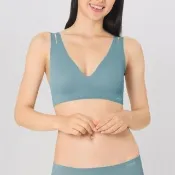 【sloggi】ZERO FEEL FLOW Bralette 零感系列低V背心式內衣(石青灰)