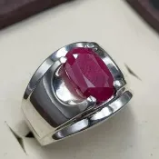 天然紅寶石男戒 925 純銀 Yakoot 戒指 真紅寶石男戒