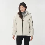 【pierre cardin 皮爾卡登】網路獨家 女款 保暖防風防潑水科技棉連帽外套-米色(8255761-81)