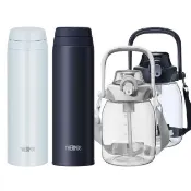 【THERMOS 膳魔師】超值2入_不鏽鋼90度輕鬆開蓋真空保溫杯500ml+吸管隨手瓶1000ml(JOR-500+TCTS-1000)