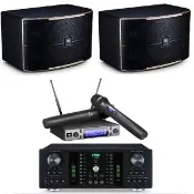 【JBL】美系頂級卡啦OK組(FNSD A-480N+JBL VM300+JBL Pasion10)數位卡拉OK擴大機+無線麥克風+進口唱歌喇叭