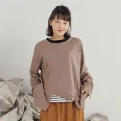 【MOSS CLUB】兩面穿不規則個性設計款罩衫長袖上衣 黑 白 綠 駝