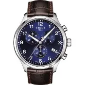 【TISSOT 天梭】韻馳系列 Chrono XL三眼計時手錶-藍x咖啡/45mm 開學禮 送禮 推薦(T1166171604700)