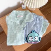 小丑魚睡衣女🎀 可愛丑魚漢頓睡衣女春秋新款長袖日系ins卡通撞色格子家居服套裝 長袖睡衣套裝 居家服
