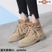 【啊花小店】馬丁靴 男靴 靴子 男鞋 les帥t情侶馬丁靴男真皮工裝鞋短靴磨砂皮沙漠靴男女款中高幫鞋女