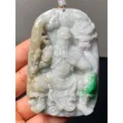 J2946(附證書）天然翡翠。關公關聖帝君武財神吊飾
