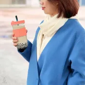 (店+)防滑隔熱飲料杯 700ml-粉紅含吸管 (環保杯/珍奶杯/玻璃杯/隨行杯/手搖杯/梅森罐/梅森杯)