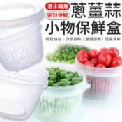 蔥薑蒜 雙層瀝水 小物保鮮盒 蔥蒜保鮮盒  蔥花盒 保鮮盒 廚房收納盒 冰箱保鮮盒 收納盒 分隔水果盒 密封罐 瀝水盒