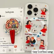 卡通插畫可愛小露露 話筒磁吸支架 iPhone16ProMax  蘋果i15 14 13 12 11Pro手機殼