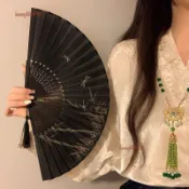 💯低價促銷💯夏天折疊中國風小扇子古風漢服舞蹈隨身攜帶水墨折扇新中式竹扇子