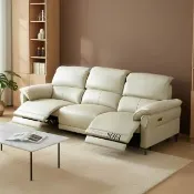 【IHouse】零靠牆加厚牛皮236cm雙位電動沙發-8905 (高背頭枕+頭枕款扶手 大三人座沙發沙發床)