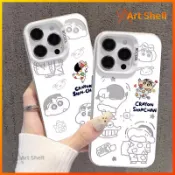 鏤空小丸子小新 適用蘋果 iPhone16手機殼14 13 12 11 7 8 XR pro max 全包15防摔可愛