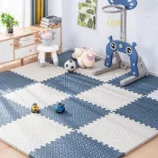 (店+)桑桑選品 超厚2.5cm樹葉紋30×30巧拼地墊-附邊條地墊 保護墊 防滑墊 止滑墊 巧拼