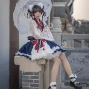 免運 洛麗塔套裝 洋裝和服款 可愛穿搭 軟妹 lolita 少女 和風 白雪姬白雪鴨OP 炸街大裙擺套裝 漫展cos穿搭