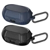 適用於 Jabra Elite 7 Pro Active 75T 防摔碳纖維風格耳機防震保護套帶登山扣護甲套