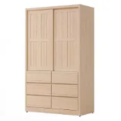 (店+)【文創集】暮光4尺實木推門六抽衣櫃