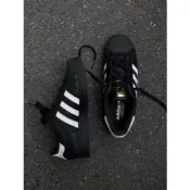 皮革貝殼鞋 愛迪達 Adidas Superstar 金標 黑白 貝殼鞋 黑底白線 皮革全黑