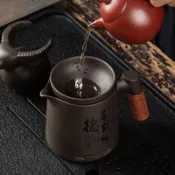 【今日直降】紫砂大號公道杯 400毫升 茶漏組合 三件套 高端把手茶海 側把公杯 單個公杯 茶海公道杯 把手套