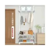 (店+)可開票工廠直銷頂天立地置物架入戶玄關衣帽架免打孔伸縮置衣架隔間掛衣架鞋架