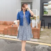 CCGIRL中大尺碼 小清新碎花洋裝/短版牛仔外套  適L～5L《31515洋裝/31522外套》大尺碼女裝中大尺碼洋裝