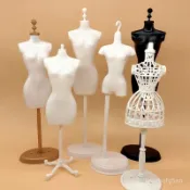 迷你芭比娃娃模特衣架站立支架女孩玩具1:6人形展示塑料服裝設計 GLL4