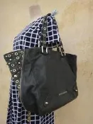 楹 ~ 正品 Juicy Couture 墨綠色  鉚釘皮革 托特包