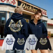 Dickies 西部骷髏牛仔 馬蹄鐵字母 LOGO 復古美式經典 雙向拉鍊連帽外套 男女同款