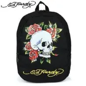 ~小娟家居~ed hardy 雙肩包 嘻哈印花中後背包 旅行休閒學生書包 骷髏玫瑰