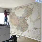 【好康】復古中國地圖壁畫世界地圖壁紙辦公室書房背景牆布沙發電視壁布
