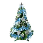 【摩達客】耶誕-4尺/4呎120cm-特仕幸福型裝飾綠色聖誕樹-冰雪銀藍系全套飾品配件(不含燈)