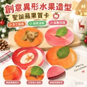【創意異形水果造型】聖誕蘋果賀卡 手寫祝福卡片 水果裝飾留言卡 可愛質感手工卡片 聖誕節卡片 感謝生日賀卡