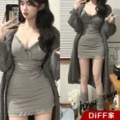 【DIFF】韓版V領蕾絲吊帶背心 帶胸墊免穿內衣 吊帶裙 短裙 連身裙 連衣裙 套裝 上衣 洋裝 女裝 衣服【V358】