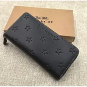 「現貨」COACH美國outlet 經典納帕紋 皮革壓星星印花 風琴摺 長夾 禮盒組