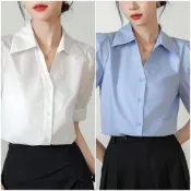 (店+)【巴黎精品】KC精品 現貨+預購 女雪紡上衣短袖襯衫法式名媛氣質OL西裝休閒女裝(五分袖簡約翻領2色n1kc45)