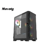 松聖 Mavoly LIME-0820 黑色 下置 ATX 電腦機殼 內建四風扇 TYPE-C 前置可拆式濾網 側掀玻璃