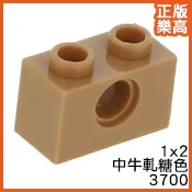 樂高 LEGO 中 牛軋糖色 1x2 圓孔 科技磚 基本 3700 6192920 科技 Nougat Brick