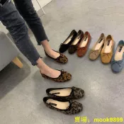 ★精品好貨☆韓國氣質款甜美小方頭蝴蝶結豹紋絨面麂皮平底鞋娃娃鞋孕婦鞋/共八色★ mook9899☆QWE
