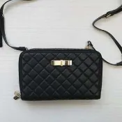 7.5成新 Charles&keith 小ck 蝴蝶結 多功能 皮夾 側背包 黑色 鍊條包 肩背 小包 晚宴包 包 台北市