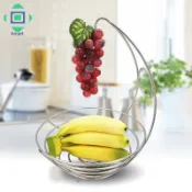 2 in 1 Banana Hanger Fruit Bowl Iron Holder Storage Basket S