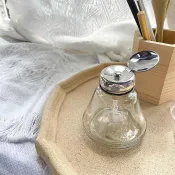 💥免運#新款日式美甲玻璃按壓瓶金屬防腐透明空瓶分裝瓶卸甲水工具