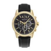 Armani Exchange | A|X系列 金x黑 真皮錶帶三眼計時 AX7133