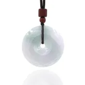 【喜緣玉品】天然A貨翡翠 春帶彩 財源滾滾 平安扣 玉珮(直)
