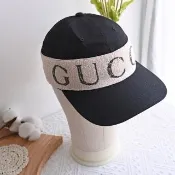 【GUCCI 古馳】經典品牌英文大LOGO棉質棒球帽鴨舌帽(黑)